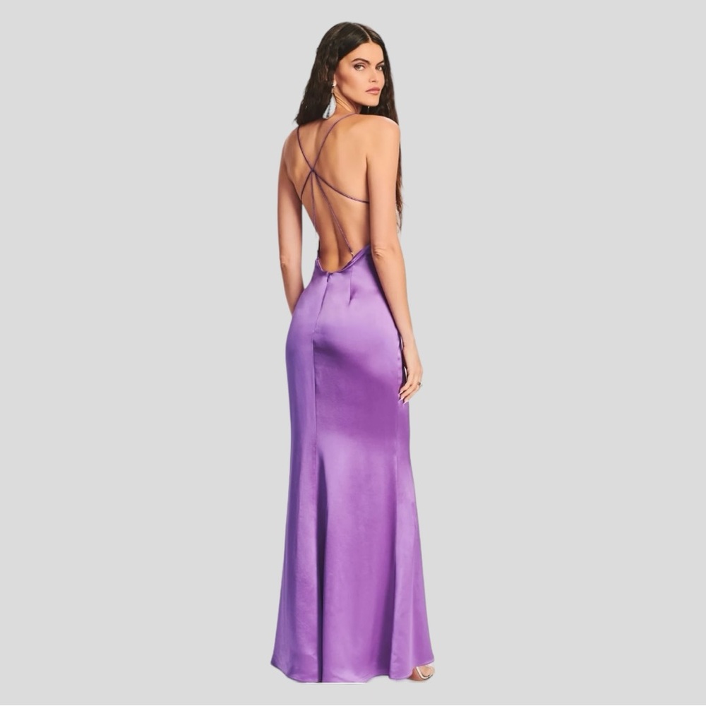 RETROFETE Lucinda Maxi Dress in Orchid Low Back Gown, Size Medium